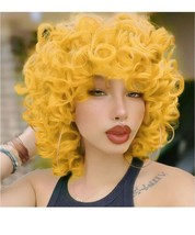Traqur Short Curly Wig for Women Soft Big Curly Wig with Bangs Afro Kinky Curls - £11.28 GBP