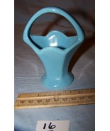 Vintage Camark Pottery Blue Miniature Basket Vase-USA 263-Lot 16 - £11.78 GBP