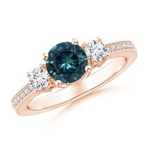 ANGARA 1.31 Ct Three Stone Teal Montana Sapphire and ... - £2,431.34 GBP