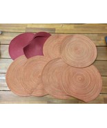 Set Of (8) Red And Orange Wicker Round Table Placemats 15&quot; - $32.48 CAD