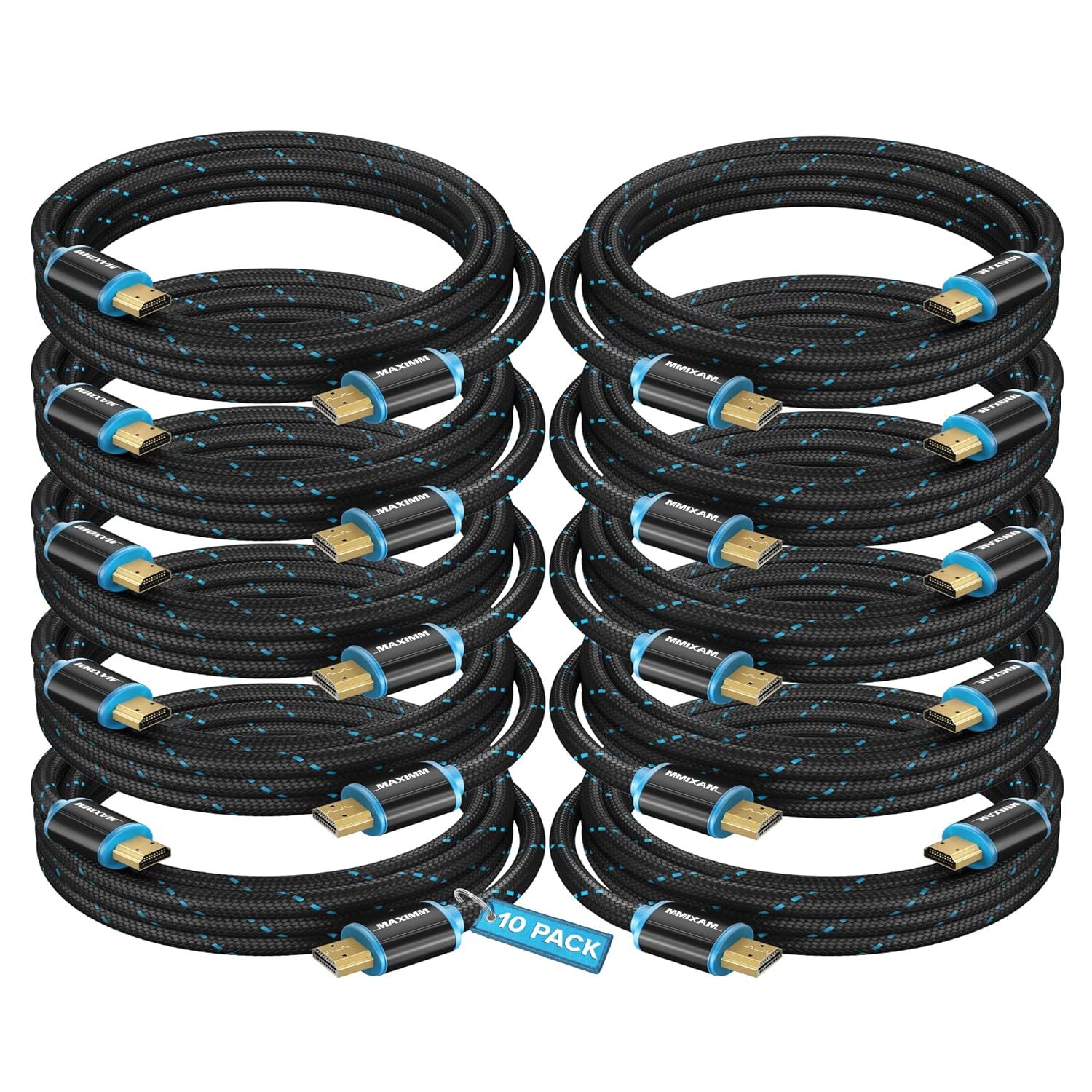HDMI Cable 4K Ultra HD 6 Foot (10 Pack) Nylon Braided HDMI 2.0 Cable, High Speed
