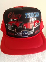 OLD VTG Chevy Trucks, 1946 &amp; 1957 in 3-D Graphics on Red mesh w/black tr... - £15.98 GBP