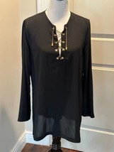 Euc Michael Kors Black Silk Tunic Metal Lace Up Front Sz L - £92.88 GBP