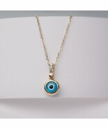 14K Gold Evil Eye Necklace-Murano Glass Charm-Evil Eye Pendant-14K Gold ... - $4,678.18 MXN
