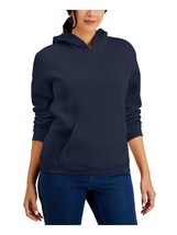 MSRP $37 Karen Scott Pocketed Fleece Hoodie Sweater Navy Size XS - £8.81 GBP