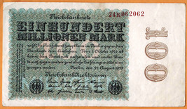 GERMANY 1923 Reichsbank VF  100.000.000  Mark  Banknote  Money Bill P-107c(2) - £3.93 GBP