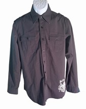 RED LEVEL NINE Men&#39;s Long Sleeve Button Down Shirt Black White Medium - $13.85