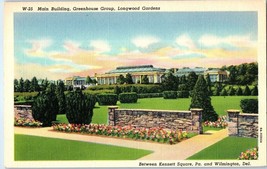 Main Building Greenhouse Group Longwood Gardens Delaware Postcard - £7.74 GBP
