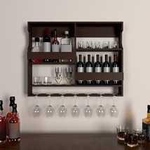 wine rack wall mount shelf bootle glass holder wooden cabinet 30 by 24 in - £383.99 GBP