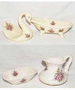 Vintage VB Athena USA Pottery 4pc Bathroom Accessories Soap Dish Towel H... - £15.76 GBP