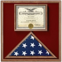 Usa Made Walnut Wood 3X5 Memorial Flag Document Holder Display Case Shadow Box - £549.13 GBP