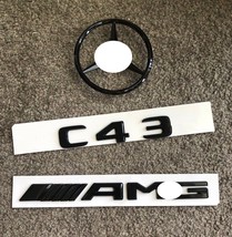 For Mercedes C Class W206 Glossy Black C43 + AMG + Star Badges Stickers ... - £20.58 GBP