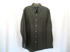 Chaps men&#39;s shirt button up easy care Small olive green long sleeves - £11.08 GBP