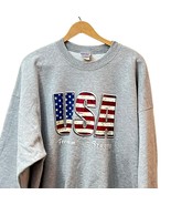 Hanes USA Sweatshirt Men 2XL Heather Gray Heavyweight American Freedom Bravery - £29.50 GBP