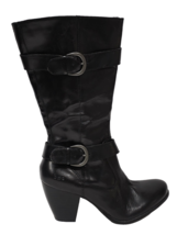 Boc Born BC3801 Black Leather Boot Mid Calf Zipper Buckle Riding Biker 1... - $110.00