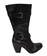 Boc Born BC3801 Black Leather Boot Mid Calf Zipper Buckle Riding Biker 10 New - $110.00
