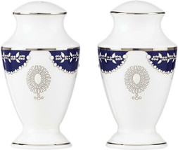 An item in the Pottery & Glass category: Lenox Marchesa Empire Pearl Indigo Salt & Pepper Shakers 4"H USA New