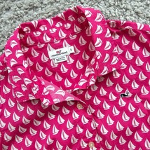 Vineyard Vines Shirt Womens 2 Pink Button Up Long Sleeve Sail Boats Nautical - $26.68