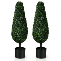 2 Pack 3 Feet Artificial Tower UV Resistant Indoor Outdoor Topiary Tree - £148.30 GBP