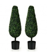 2 Pack 3 Feet Artificial Tower UV Resistant Indoor Outdoor Topiary Tree - £115.61 GBP