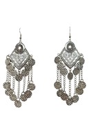 Bohemian Style Silver Plated Dangle Chandelier Earrings With Textured Co... - €18,67 EUR