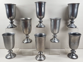 8 Wilton Armetale Plough Tavern Water Goblet Set Hollow Satin Metal Stem... - $132.53