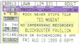 Vintage Ted Nugent Ticket Stub August 13 1999 Charlotte Nord Carolina - £35.46 GBP