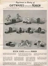 Ronson Giftwares Catalog &amp; Price List 1938 Bookends Pipe Holders Animal ... - $97.02