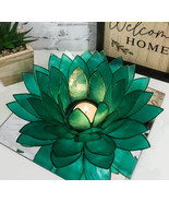 Teal Green Capiz Seashells Lotus Flower Votive Tea Light Candle Holder 8... - $49.32 CAD