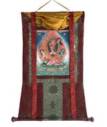 CHHINNAMASTA HAND-PAINTED NEWARI PAUBHA THANGKA GODDESS ART WITH SILK BR... - €171,00 EUR