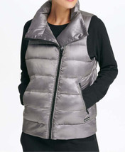 DKNY Womens Activewear Asymmetrical Zip Down Filled Vest Size Small, Gra... - $98.01