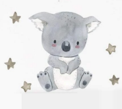 Cute Koala Wall Sticker, Gray Animal Koala and Stars Self-adhesive Stickers - £2.52 GBP
