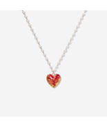 Handmade Czech Crystal Necklace - Red Passion&#39;s Golden Heart - £31.45 GBP