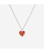 Handmade Czech Crystal Necklace - Red Passion&#39;s Golden Heart - £30.09 GBP