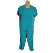 Maggie Sweet Vintage NWT Top &amp; Pants 2 Piece Outfit Set ~ Sz L ~ Teal Green - £27.44 GBP