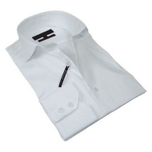 Men's Axxess Turkey Shirt 100% Egyptian Cotton High Collar 224-03 White Pique image 3