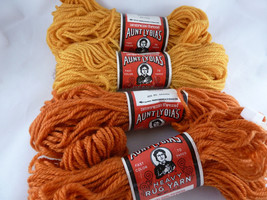 Lot Of 4 Vintage Aunt Lydias Rug Yarn Gold and Orange Pollyester 280 Yards total - £13.41 GBP