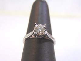 Womens Vintage Estate 10K White Gold Diamond Ring 2.7g E1018 - £318.08 GBP