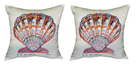 Pair of Betsy Drake Scallop Shell No Cord Pillows 18 Inch X 18 Inch - £62.12 GBP
