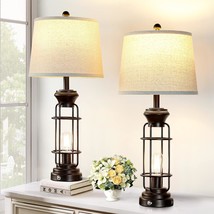 29.3&quot; Farmhouse Lamps For Bedrooms Set Of 2, Tall Table Lamps For Living Room Wi - £123.47 GBP