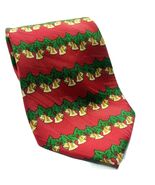 Keith Daniels Christmas Bells Holly Berries Red Green Novelty Polyester ... - $13.86