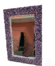 Amethyst Stone Wall Mirror for Bathroom Entryway Stunning Mirror Handcrafted Art - £267.81 GBP+