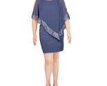 SL Fashions Women&#39;s Trim Asymmetrical Popover Capelet Dress Blue Size 8 ... - $32.71