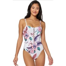 JESSICA SIMPSON One-piece Swimwear Colorful Floral Button chest bathing suit - £29.24 GBP