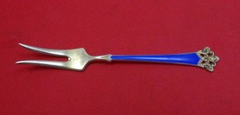 Anitra by Th. Olsens .830 Silver Pickle Fork Two Tine Blue Enamel 4&quot; - £69.14 GBP