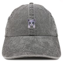 Trendy Apparel Shop Grey Russian Blue Cat Kitten Patch Pigment Dyed Washed Baseb - £16.02 GBP