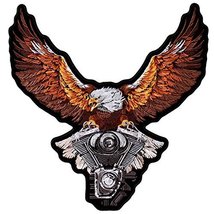 Storm Clouds Eagle, Iron-On/Saw-On, Heat Sealed Backing Rayon Patch - 12&quot; x 12&quot; - £15.92 GBP