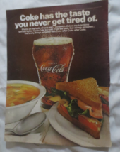 Coca Cola Ad  Taste of Soup and Sandwich   1967 - $1.98