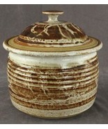 NC Signed Art Pottery Brown Glaze Wheel Thrown Covered Storage Canister ... - £48.91 GBP