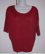 NIC + ZOE Red Scoop Neck Silk Blend Knit Top 3/4 Sleeves Sz XL Extra Lar... - $22.28